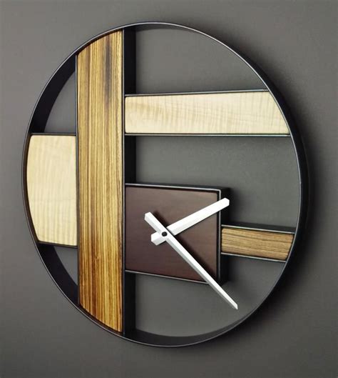 Modern Zebrawood And Steel Round Wall Clock Diy Clock Wall