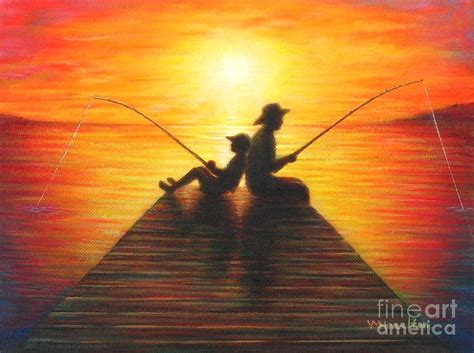 Fishing With Grandpa Painting By Yvonne Hazelton
