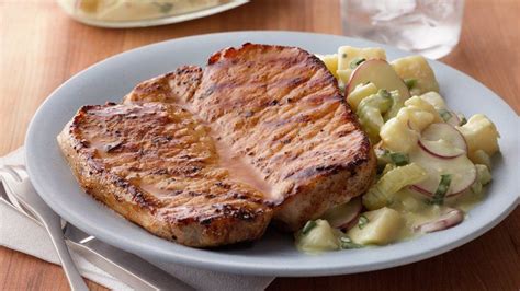 Grill each side of the pork chop until grill marks appear and the edges lightly browned. Honey Mustard Grilled Pork Chops | Indiana Kitchen® Brand ...