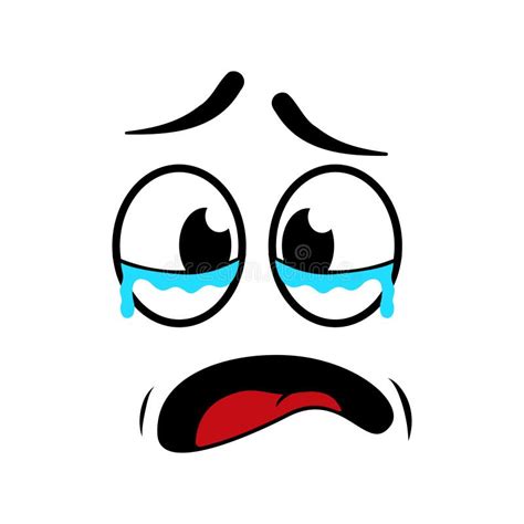 Face Cry Icon Of Sad Or Cry Emoji Cartoon Face With Emoticon Comic