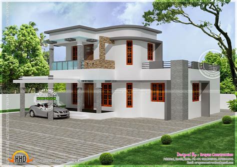 Flat With Curvy Mix Roof House Kerala Home Design And