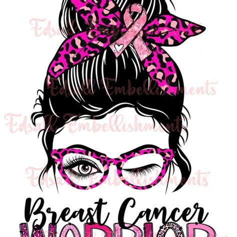Warrior Breast Cancer Awareness Svg Messy Bun Leopard Pink Etsy
