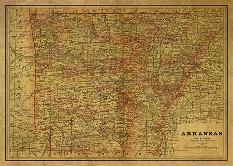 Vintage Map Of Arkansas 1891 Mixed Media By Design Turnpike Pixels