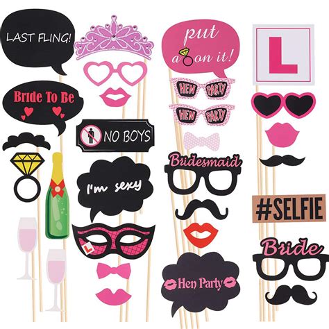 Buy Weddecor 30pcs Hen Party Photo Booth Props Bachelorette Party