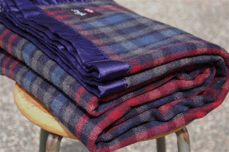Heavy Plaid Wool Blanket Blue Red Black Grey Tartan Plaid