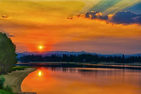 680x240 Lake Cascade Hd Sunset 680x240 Resolution Wallpaper Hd Nature