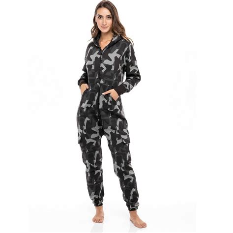 Women S Camo Char Gray Adult Onesie One Piece Non Footed Pajama Jumpsuit