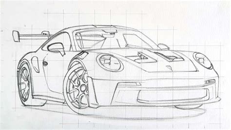 How To Draw A Porsche Gt Rs Easy Step By Step Car Drawing Tutorial