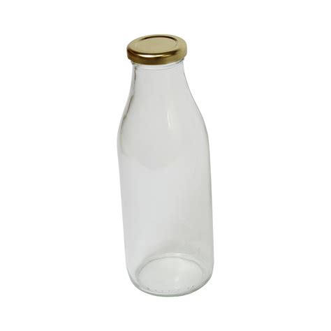 5x Clear Retro Glass Milk Bottles Gold Lids Included 500ml From