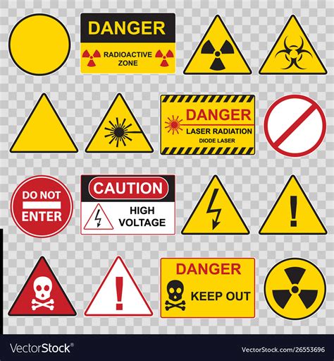 Color Warning Danger Signs Icon Set Royalty Free Vector