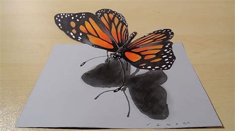 Drawing Awesome 3d Butterfly Illusion On Paper Vamos