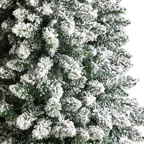 earthflora silk trees 5 slim flocked montreal fir artificial christmas tree with 150 warm