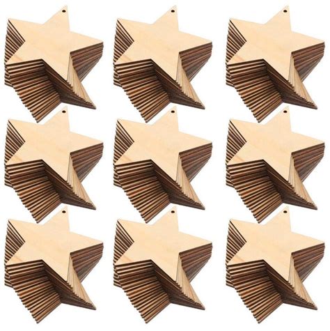 Wood Star Cutouts 3 Hanging Ornaments With Strings 20 50 Etsy