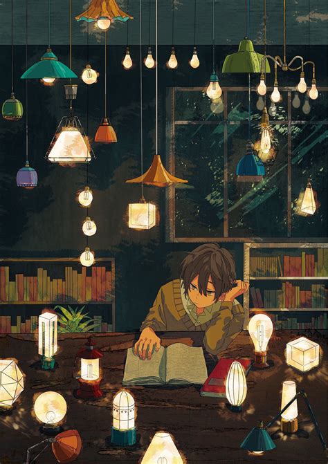 Anime Guys Lights Reading A Book Epic Artwork Art In 2020