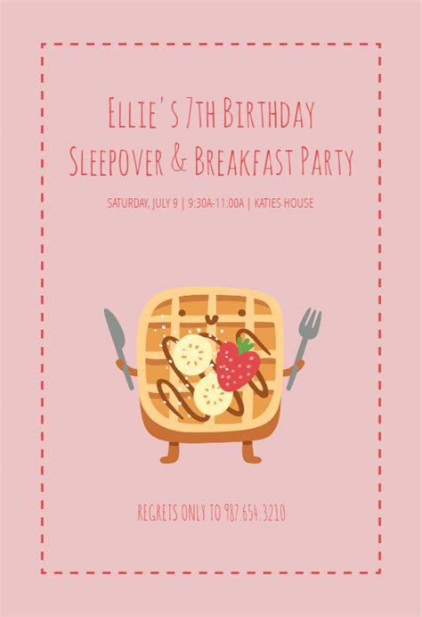 sleepover waffle sleepover party invitation template