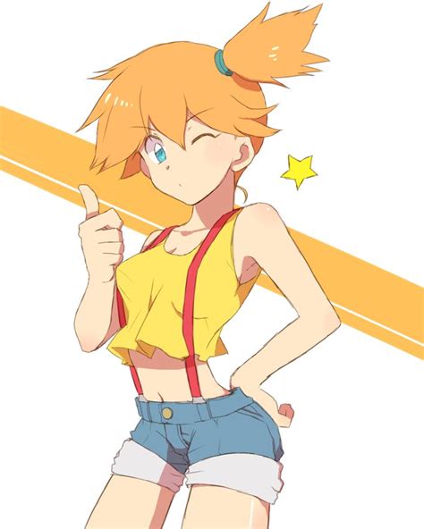 Hand On Hip Kasumi Pokemon Midriff Misty Pokemon Navel Orange Hair