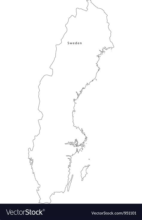 Black White Sweden Outline Map Royalty Free Vector Image