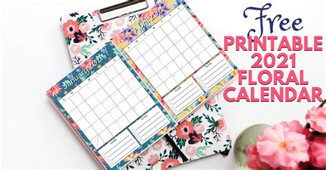 Stunning Free Floral Calendar 2021 Printable In 2021 Free Printable