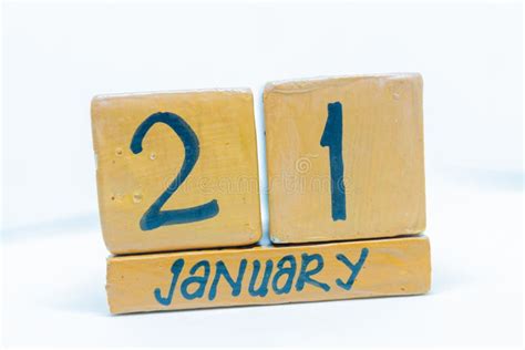 January 21st Day 21of Month Calendar On Wooden Background Winter