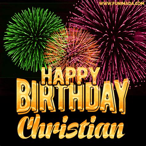 Wishing You A Happy Birthday, Christian! Best fireworks GIF animated