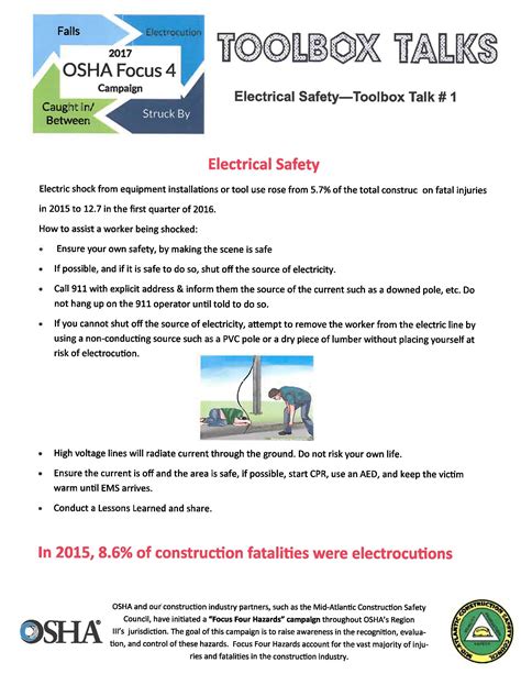 Tool Box Talk Electrocution General Building Contractors Association
