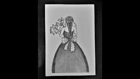 Draw A Beautiful Girl Holding Flowers Easy Pencil Drawing Of A Girl