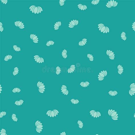 Green Lotus Flower Icon Isolated Seamless Pattern On Green Background