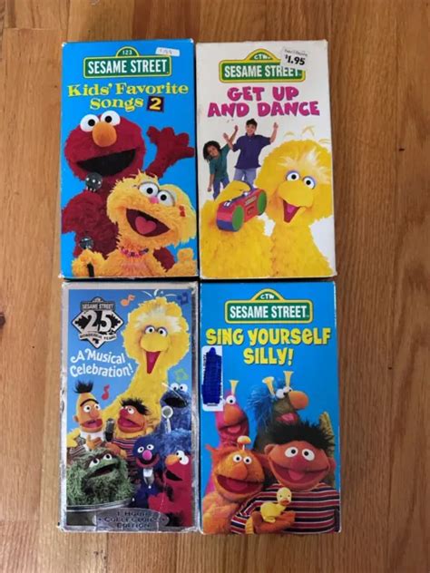 Sesame Street Vhs Lot 4 Sing Silly Favorite Songs 2 Musical 25th Get Up