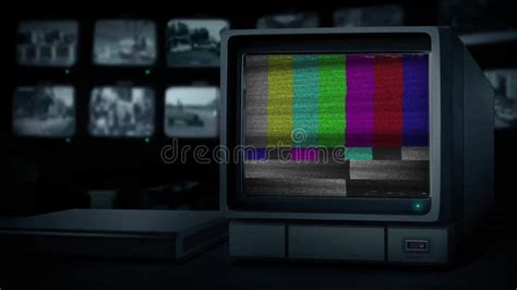Cctv Monitors With Static Change To Green Screen Stock Footage Video