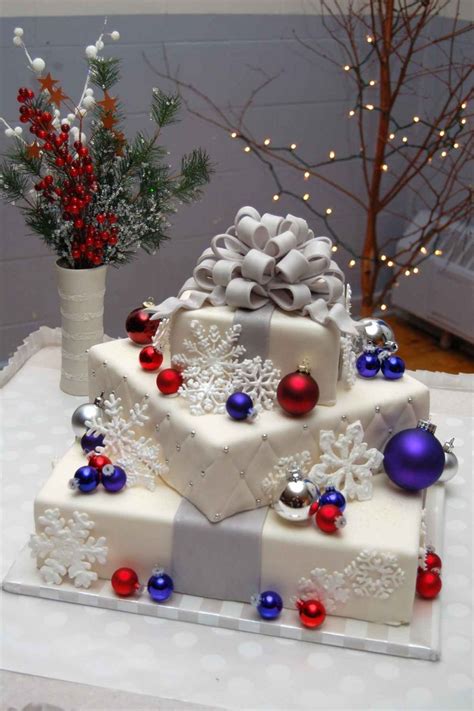 Beautiful Christmas Wedding Cakes Christmas Wedding Cake — Square