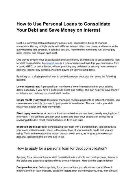 Ppt How To Use Personal Loans To Consolidate Your Debt And Save Money On Interest Powerpoint