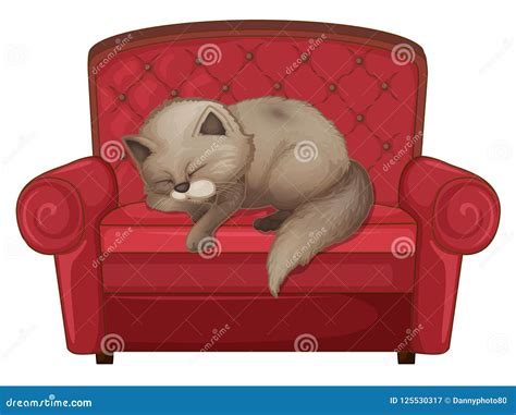 A Cat Sleeping On The Sofa Stock Vector Illustration Of Character