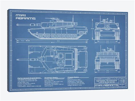 1980 M1a1 Abrams Battle Tank Blueprint Art Action Blueprints Icanvas