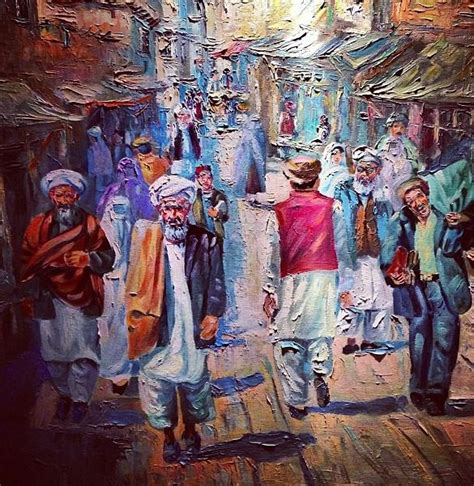 Painting Of A Busy Street In Kabul Afghanistan Literature Art