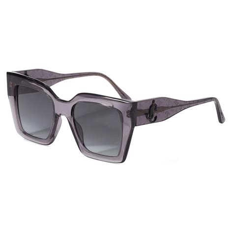 Jimmy Choo Eleni Grey Square Frame Sunglasses With Black Jc Emblem Jimmy Choo Eyewear