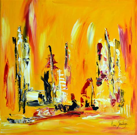 tableau jaune abstrait moderne contemporain