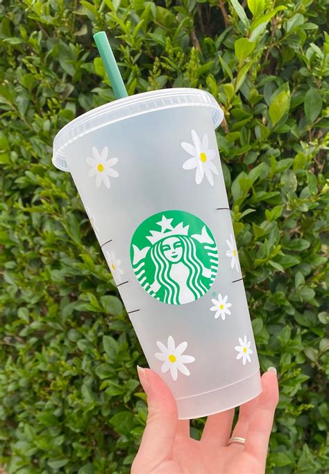 Starbucks Cold Cup Daisy Design Reusable Venti Cup 24oz Etsy Uk