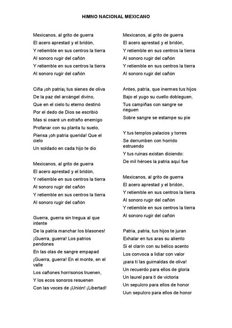 Himno Nacional Mexicano Completo Himno De Usa Letra Gatei