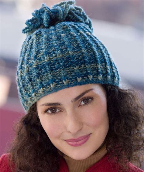 Knit Looped Tassel Hat With Red Heart Curly Q Yarn This Yarn Is