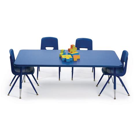 30 X 60 Blue Table With Matching Legs 18 25h