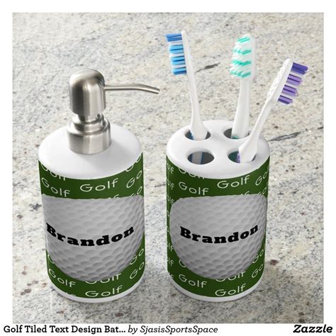 Rhinestone resin bathroom accessories bathroom set. Golf Tiled Text Design Bathroom Accessories Bath Set ...