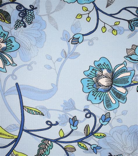 Fast Fashion Bubble Crepe Knit Fabric Blue Floral Joann