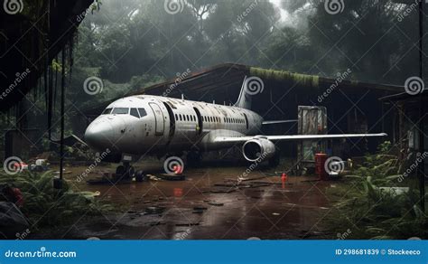 Post Apocalyptic Airplane Under Tree A Rich And Immersive