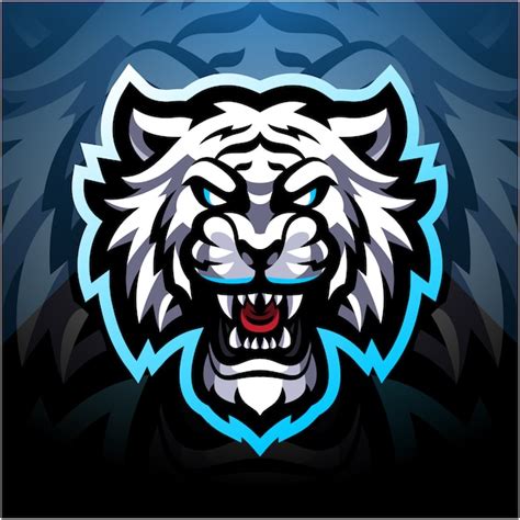 Logotipo Da Mascote Esport Tigre Branco Vetor Premium