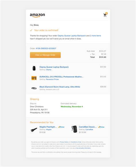 Amazon Order Confirmation Email By Drew Christiano On Dribbble