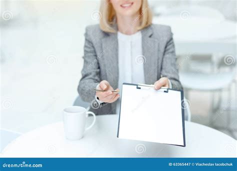 Pretty Business Woman Signing Papers Stock Image Image Of People