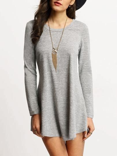 Grey Casual T Shirt Long Sleeve Dress Grey Long Sleeve Dress Grey T