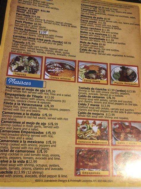 menu at la lupita restaurant clarksville