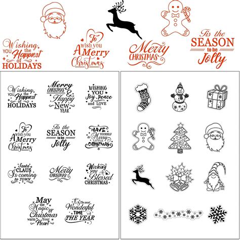 Merry Christmas Theme Clear Stamps New Year Clear Craft Stamps Blessing Words Clear Stamps