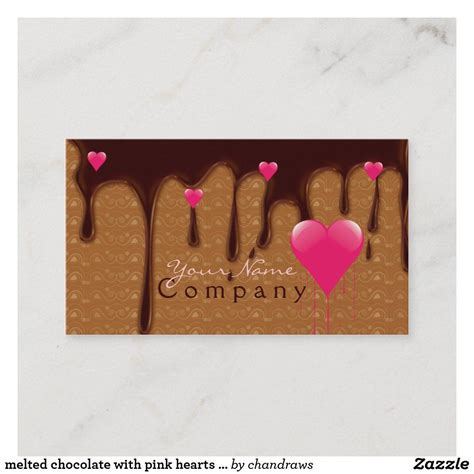 Melted Chocolate With Pink Hearts Business Card Bakery Business Cards